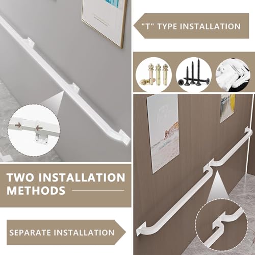 Rampe d'escalier blanche en fer forgé 570 cm avec supports muraux - 4