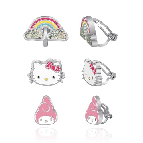 Sanrio Hello Kitty & Friends Earrings – Officially Licensed Jewelry for Women – 3-Pair Sets with Stud & Clip-On Styles
