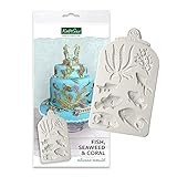 Katy Sue Designs Fish, Seaweed and Coral Silicone Mould for Cake Decorating, Crafts, Cupcakes, Sugarcraft, Candies, Chocolates, Card Making and Clays, Food Safe Approved, Made in The UK, Red
