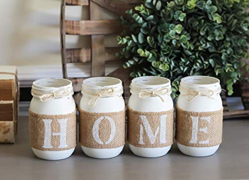Rustic Farmhouse Mason Jar Centerpiece Set | Painted White HOME Decor for Table Settings and Housewarming Gifts - Image 2