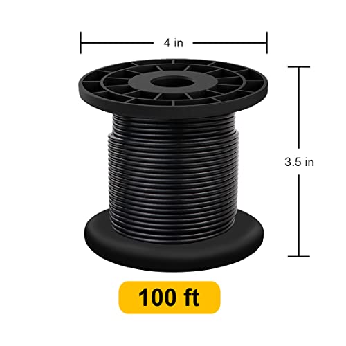 Wire Rope 304 Stainless Steel Wire Cable Black Vinyl Coated, Outdoor Light Guide Wire, Suitable For String Lights, Clotheslines, 1/16 Inch Overmolded To 3/32 Inch 100Ft #TOP2