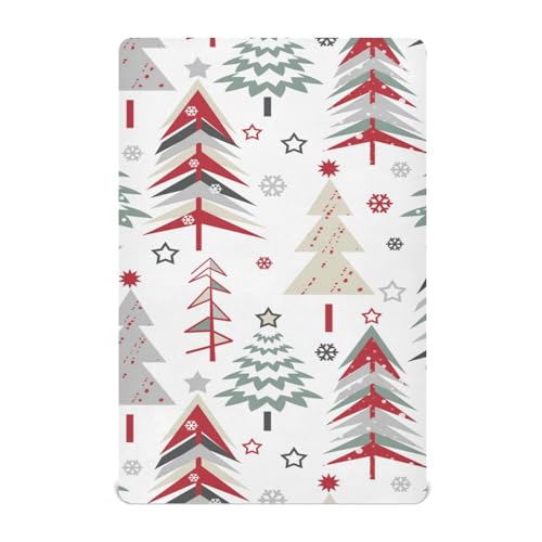 Moudou Christmas Tree Playard Sheet for Boy Girls, Soft Breathable Fitted Toddler Sheet for Standard Playard Bed Mattress, 39 x 27 x 5 Inch