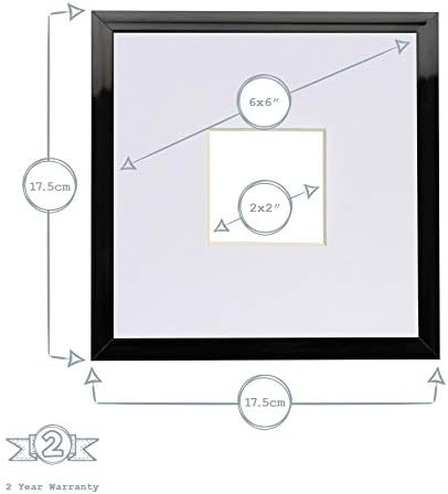 Nicola Spring 5 Piece 6 x 6 3D Shadow Box Photo Frame Set - Craft Display Picture Frame with 2 x 2 Mount - Glass Aperture - Black/Ivory