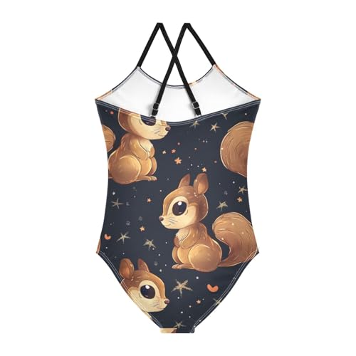 senya Girls Swimsuits Squirrels Starry Sky One-Piece Swimwear Quick Dry Girls Bathing Suits for 3 Years Old2