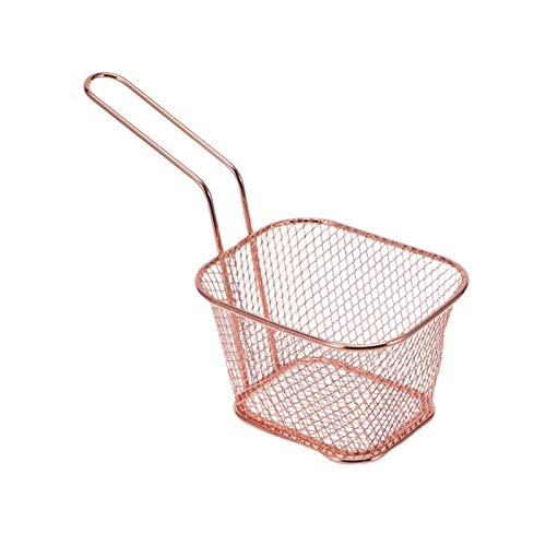 Set of 3 Frying BasketsMini French Fry Chips Baskets Net Stainless Steel Square French Fry Basket Suit for ChipsOnion RingsChicken Wings Rose Gold1 pc