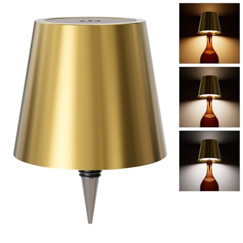WOKWOYIO Wireless Bottle Lamp， Wireless Lamps Rechargable, Touch Control Stepless Dimming 3 Color Temperatures Bottle Lamp Kit Lampshade for Bar,Restaurant，Room Decor