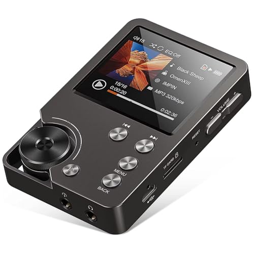 Rfeeuubft Reproductor de MP3, Reproductor de Música de Audio Digital Hi-Fi Portátil de Alta Definición DSD Sin Pérdida con Tarjeta de Memoria de 64 GB