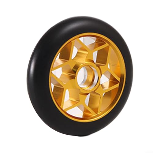 FACAIIO Ruedas de scooter de 110 mm con neumático de poliuretano de alta elasticidad y cubo de aleación de aluminio para scooter profesional (dorado)