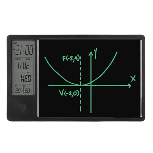 RASTKY Tablero de Escritura con Calendario de Escritorio Electrónico de 9,5 Pulgadas con Pantalla LCD Fecha/hora/temperatura para Empleados de Oficina y Estudiantes (BLACK)