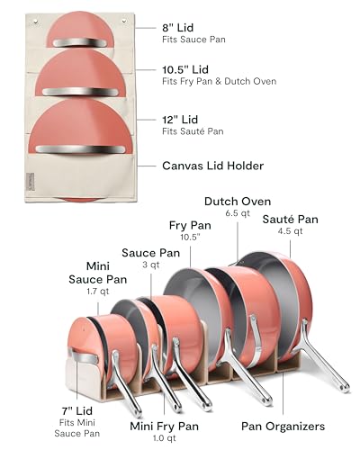 Image of Caraway 31-Piece Ceramic Cookware Bundle - Fry Pans, Saucepans, Saute Pan, Dutch Oven, Petite Cooker, Stir Fry, Rondeau, Stock Pot, Grill & Griddle Pans, Roasting Pan, Racks, Organizers - Perracotta