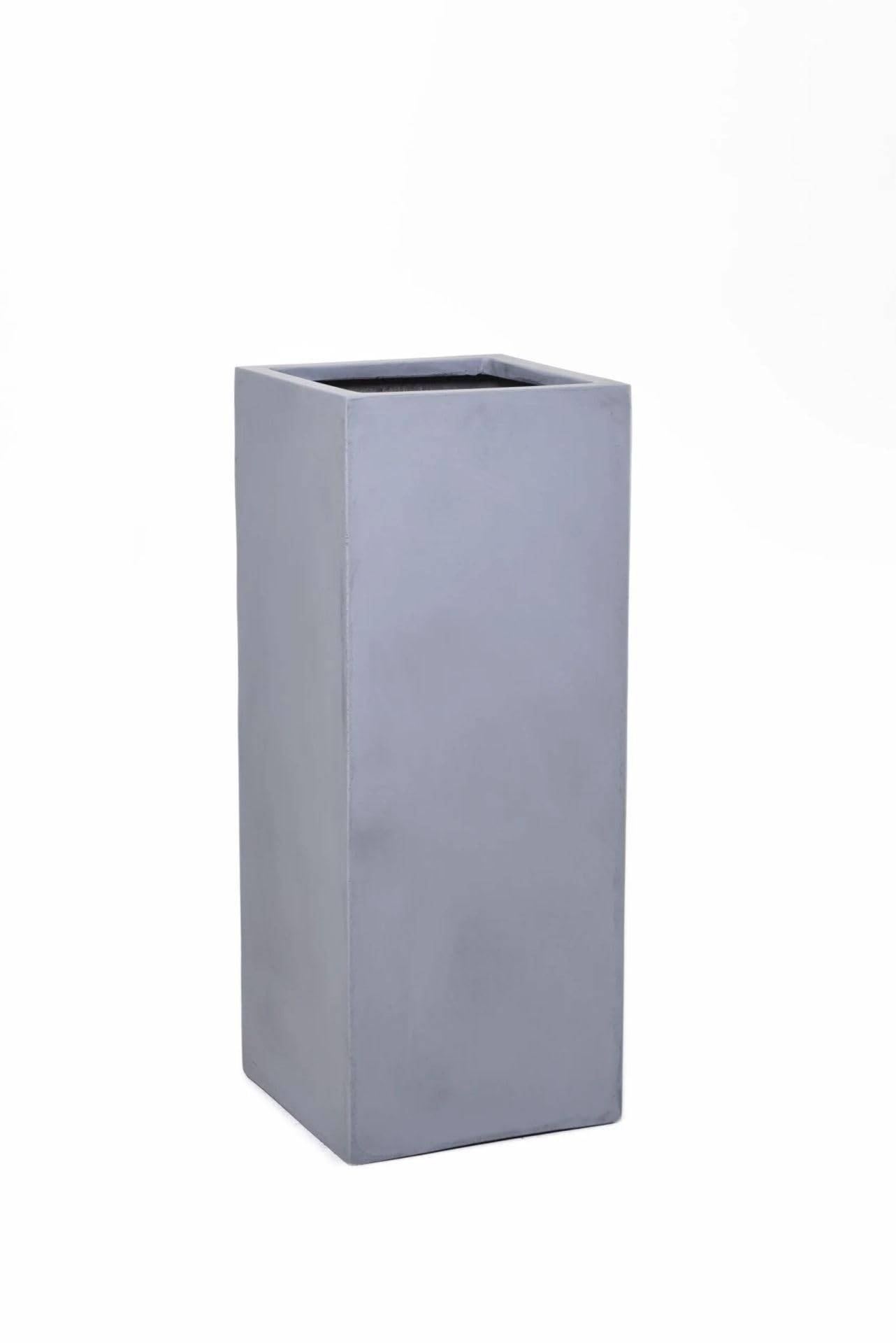 VIVANNO Pflanzkübel Fiberglas BLOCK - Betongrau 30x30x75 cm