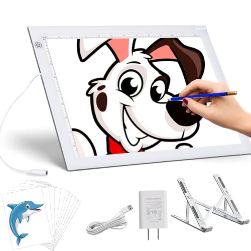 VKTEKLAB B4 Tracing Light Box with Internal Cord + Foldable Stand, 14.2 * 10.6 Inches Light Board for Tracing, 3-Levels Brightness, 8000 LUX Tracing Light Pad for Children