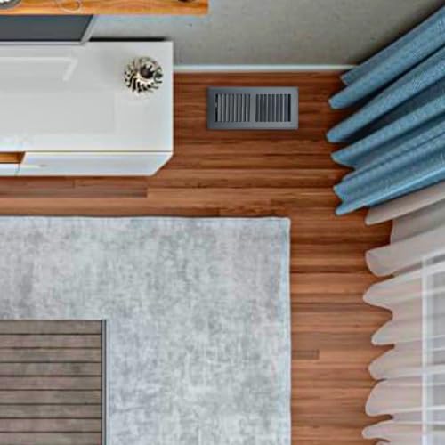 Image of 4 inch x 10 inch Grey Floor Register 2 Way - Stamped Face Steel Vent Cover, HVAC Floor Grille for AC Heat, Fits 4x10 Duct Opening, Heavy Duty Metal Register, 4 Pack