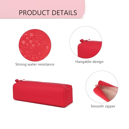 Image of Pencil Case Lightweight and Durable Ideal Pencil Pouch for School and Office Supplies (Red,Oxford)
