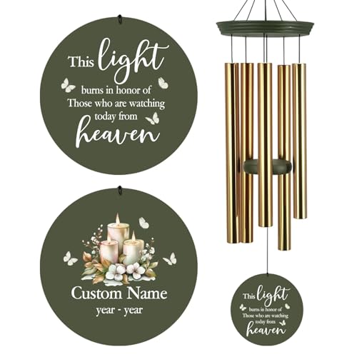 Image of Personalized 30 /36 inch Memorial Wind Chimes for Outside, Sympathy Gifts Wind Chime for Loss of Loved One, Beautiful Decor with Deep Tone, Ideal for Funeral, Remembrance & Bereavement, Produced in Texas