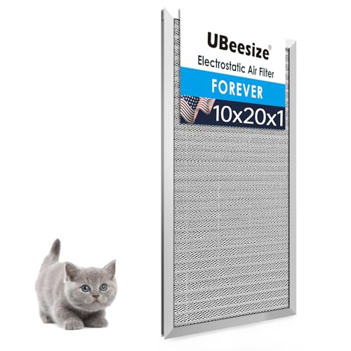 Image of UBeesize Reusable 10x20x1 Air Filter Electrostatic HVAC AC Furnace Filter,MERV 8,Washable,Lasts a Lifetime,Permanent Air Filter,Breathe Fresher,Home And Office(Actual Size:9.48x19.64x0.82Inch)