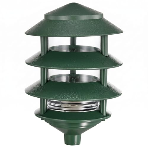 Image of Nuvo Lighting SF77 /324 One Light Three Louver Small Hood 120 Volt Die Cast Aluminum Durable Outdoor Landscape Pathway Lighting, Green