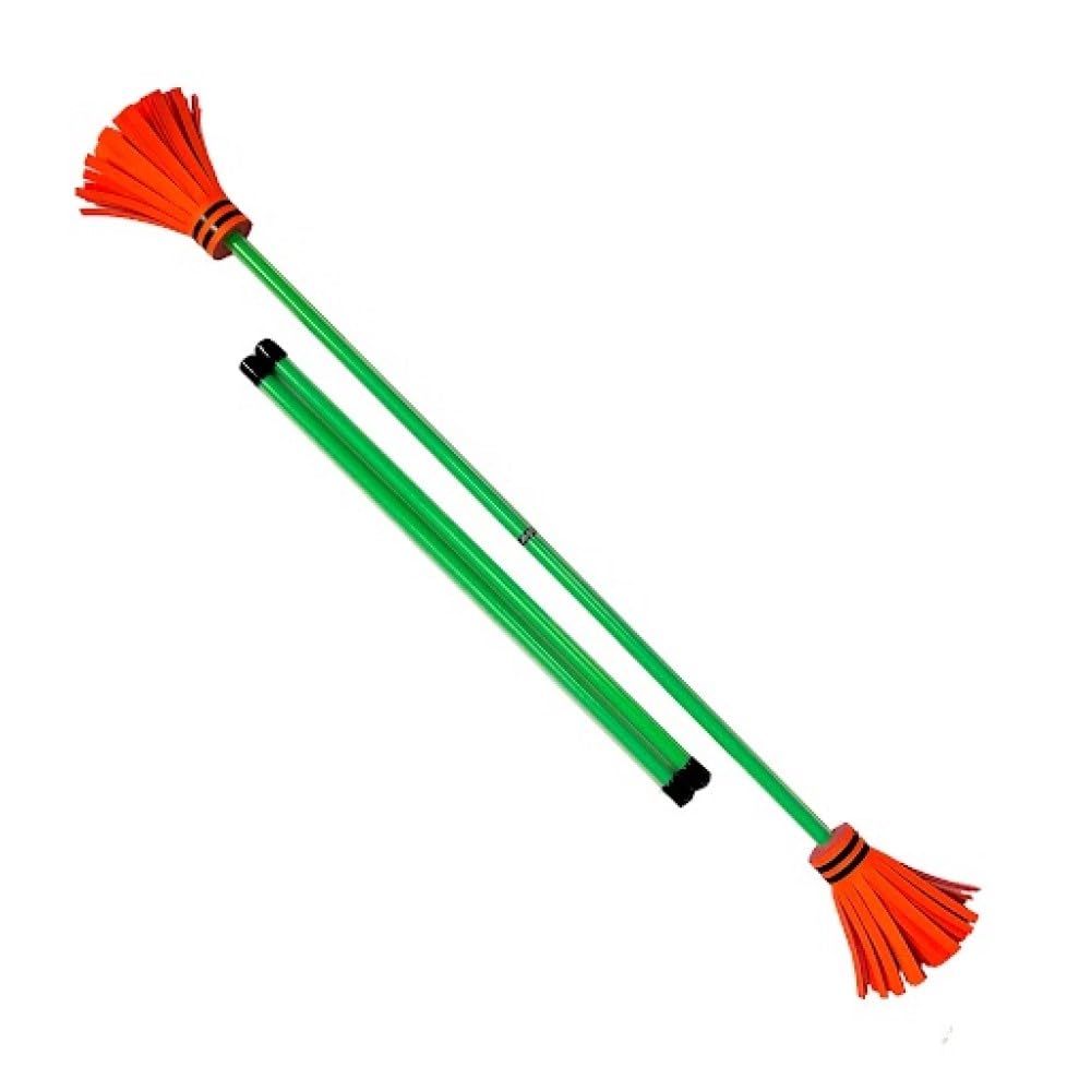 Z-Stix Juggling Flower Sticks-Devil Stick and 2 Hand Sticks, Beginner Friendly - UV Reactive Sport Line (UV Green Stick with UV Orange Flowers)