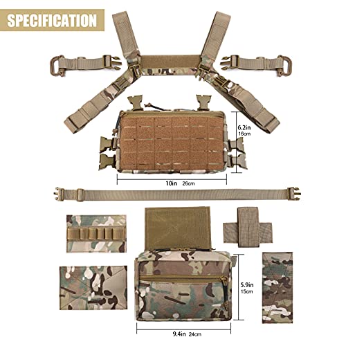 ATZB Tactical Chest Rig 1000D Laser Molle Military Chest Rig EDC EMT