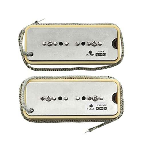 Fleor P90 Soap Bar Pickups Set Neck Pickup & 11-12K Bridge Pickup Alnico 5 Cream Single Coil Pickup #TOP3