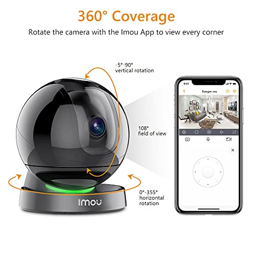 Imou 2.5K 2K+ Security Camera Surveillance Camera Indoor, 4MP 360° Wi-Fi Camera for Home QUAD HD with Human Detection Motion Tracking Two-Way Audio IR Night Vision Privacy Mode Sound Light Alert (Rex)