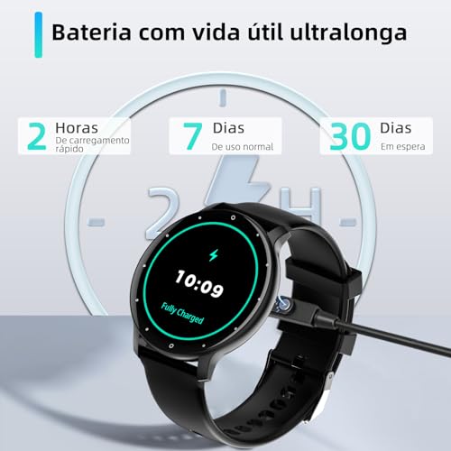 PEJE Smartwatch 1,39” （Atender/Fazer Chamadas）, à prova d'água IP67, recebe notificações, mais de 1