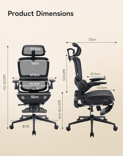Image of SIHOO B100 PRO Ergonomic Office Chair with Footrest, Mesh Office Chair with Adaptive Lumbar Support, Computer Chair with Wide Headrest, Desk Chair with 360 Rotatable Flip-Up Armrests, Jet Black