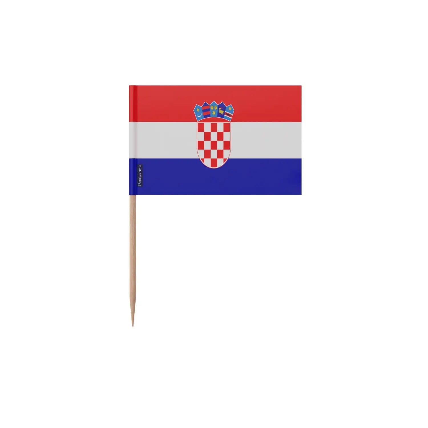 Cure-dents drapeau Croatie pique bois de 10cm pour amuse-bouche cocktail