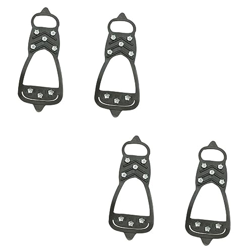 Healeved 4 Piezas Cubiertas de crampones montaña Tacos de Hielo Raquetas de Nieve montañismo Abloques de Zapatos para Hielo y Nieve cubrezapatos Antideslizantes para la Nieve Caucho Negro