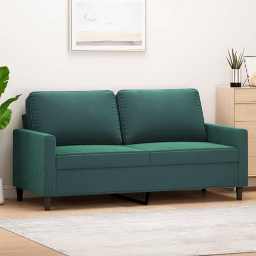 Emmtore Sofá de 2 plazas de Terciopelo Verde Oscuro 140 cm