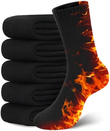 （02:30時点） [Lavento] 靴下 メンズ ソックス 冬 【5足セット・ウール裏パイル・耐久性アップ】 防寒靴下 ウールソックス あったか 厚手 防寒 保温 消臭 360°蓄熱 伸縮性 室内 アウトドア スキー スポーツ 24-28㎝ (ブラック*5)