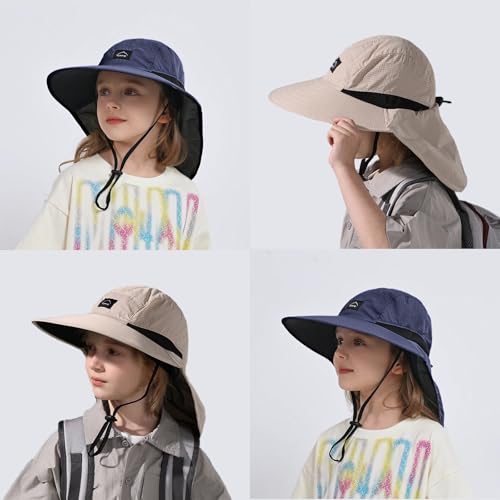 Image of ZOORON Kids Sun Hat with Neck Flap UPF 50+ Beach Hats for Baby Boys Girls