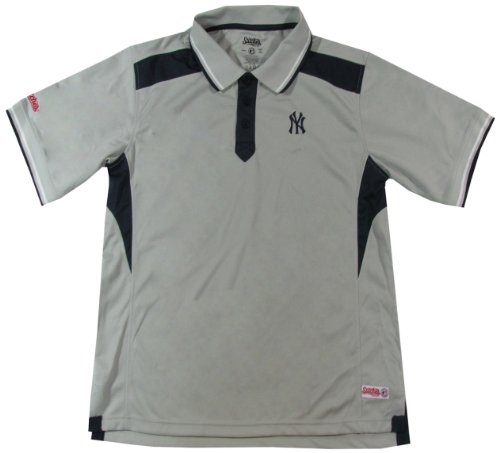 MLB New York Yankees Adult Fine Gauge Mesh Polo, Light Grey, Large