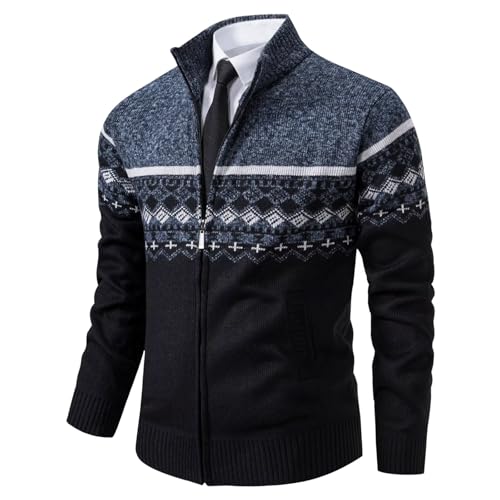 Chaqueta Cárdigan de hombre en punto grueso con forro de pelusa premium para invierno