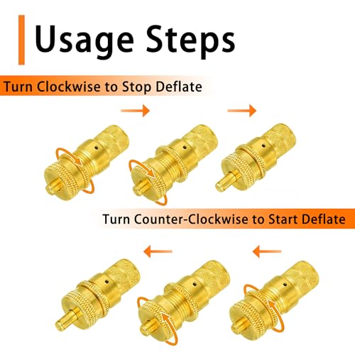 Image of SUVCARMPING Adjustable Auto-Stop Tire Deflator Valve Kit (6-30 PSI) 4 PCS Screw-on Tyre Air Down Tool for Offroad 4x4, Brass