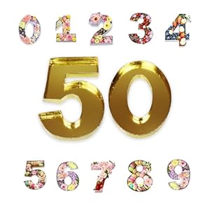 Manoczy Pappmaché Zahlen '50' Gold, 0-9 Blumenmuster