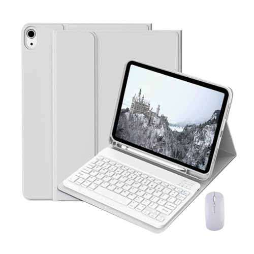 Funda teclado para iPad 11 pulgadas 11.ª generación 2025 con ratón Bluetooth gris