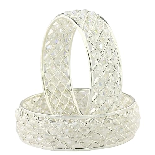 Image of NMII Traditional Plated Metal Bangles Kada Set For Women & Girls With Pearls | Women's Bangles | Fashion Pearls Bangle | Premium Kada Set For Wedding, Occasions, Everyone Jewelry - Set Of 2