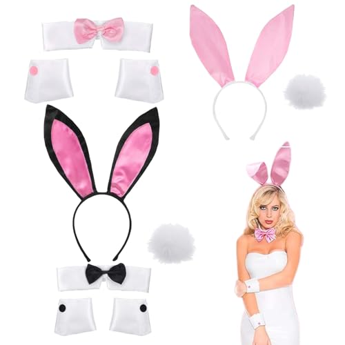 All-In-One Bunny Kostüm - Hasenohren, Hasenkostüm Damen, Bunny Damen Cosplay, Halloween Kostüm & Red Tails - Perfekt für Roleplay und Themenpartys