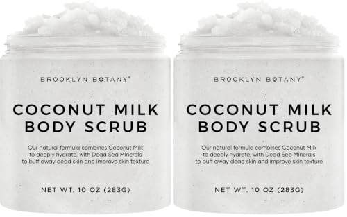 Image of Brooklyn Botany Coconut Milk Body Scrub - Moisturizing and Exfoliating Body, Face, Hand, Foot Scrub - Fights Stretch Marks, Fine Lines, Wrinkles - Great Gifts for Women & Men - 10 oz (Pack of 2)
