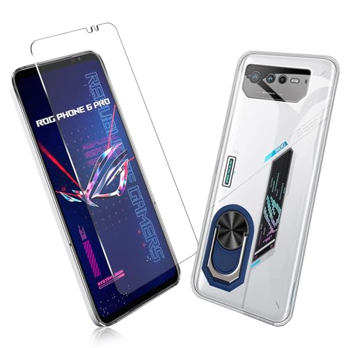 �y1+1���Z�b�g�z1�� FOR ROG Phone 6 / 6 Pro �p�̃K���X�t�B���� + 1�� FOR ROG Phone 6 / 6 Pro �p�̕ی�J�o�[���� �ی� TPU �\�t�g �V���R���P�[�X �����K���X / �d�x9H / ������/�ی�t�B��