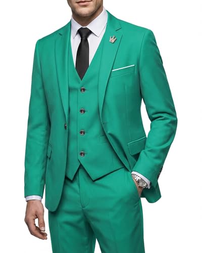 Image of MY'S Men's Suit Slim Fit One Button 3-Piece Suit Blazer Dress Business Party Jacket Vest & Pants