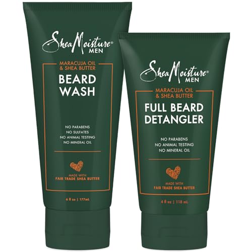SheaMoisture Beard Wash & Beard Detangler Set – Fair Trade Organic Shea Butter, Coarse Hair, Men’s Grooming, Scented, 2 Piece Set