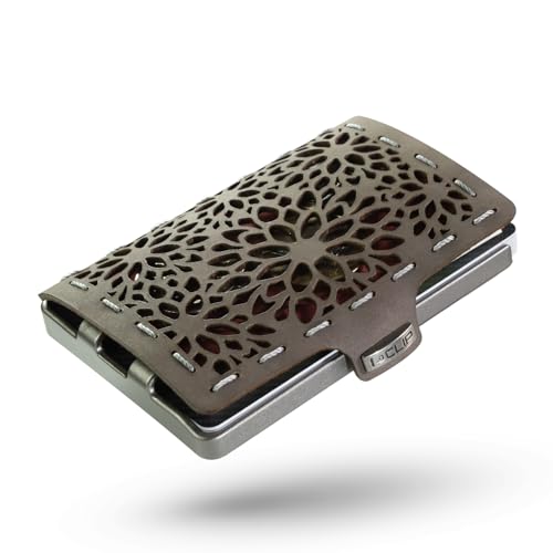 I-CLIP Billetera Original con Monedero - Billetera de Cuero para Señoras - Estuche para Tarjetas de Crédito con Clip para Dinero - Monedero Billetero Delgado - Lei