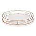 Kate and Laurel Mendel 14 Inch Round Tray with Decorative Metal Rim, White and Rose Gold