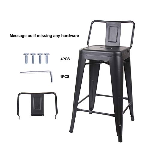 Gia 24-Inch Counter Height Low Back Metal Stool Chair, Matte Black, Set Of 2 #TOP7