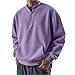 Men's Fleece Lined Sweatshirts Fleece Pullover Basic Tops Quarter Zip Crewneck Winter Sweatshirt Purples 3XL