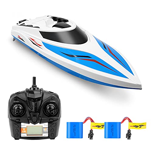 SkyCo RC Boat, Remote Control Boat for Adults and Children â€“ H102 High-Speed Boat for Lakes, Pools, Boat Remote Control with Capsize Recovery and Extra Rechargeable Battery - Blue