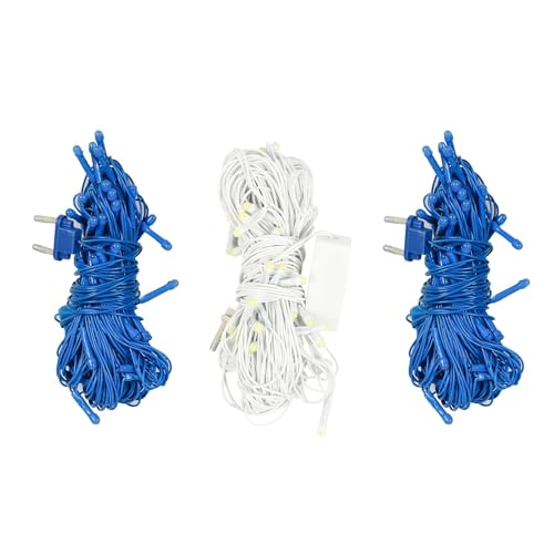 Image of Lexton Indian Cricket Combo of 2 Pcs Blue & 1 Pcs White 40 LED String Light | Decoration Lighting Bulbs Ladi for Diwali, Christmas, Eid, Birthday, Wedding | Suitable Indoor & Outdoor (Set of 3)