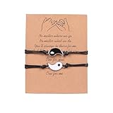 hjwanyin 2 Pcs Matching Yin and Yang Adjustable Rope Bracelets for Best Friends Boyfriends and Girlfriends Valentine's Day Gifts Fashionable Friendship Bracelet